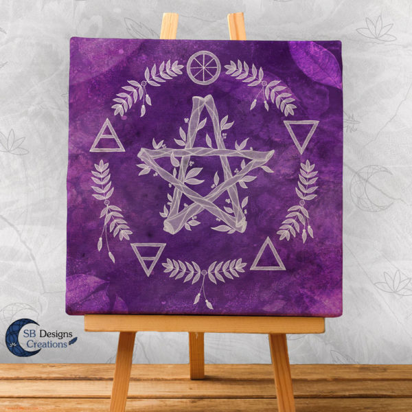Paars Pentagram Canvas Art Elementen - Spirituele Heks - Heksenhuis-SBDesignsCreations