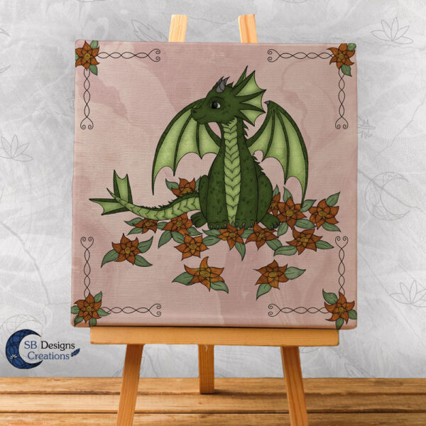 Baby Dragon - Pink- Bloemen draakje - Home and Living Fantasy Style-1