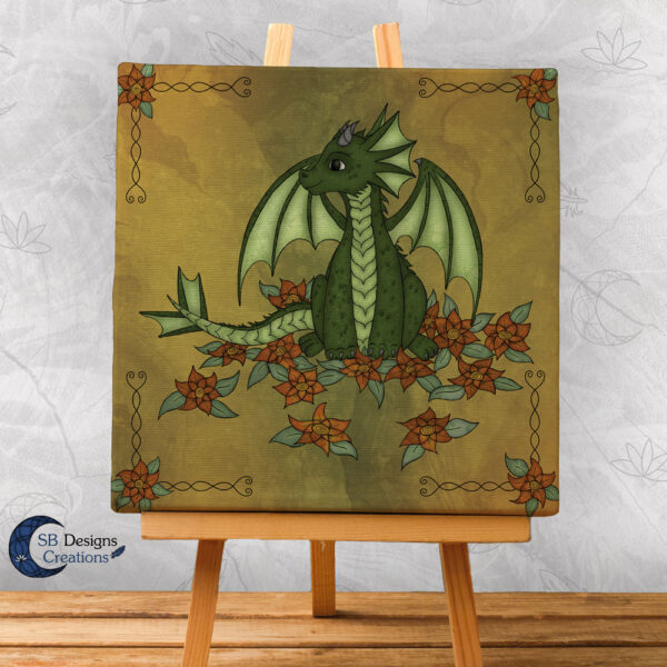 Natuur Flower Dragon Fantasy Art Canvas Print 20x20 Fantasy Home & Living-1