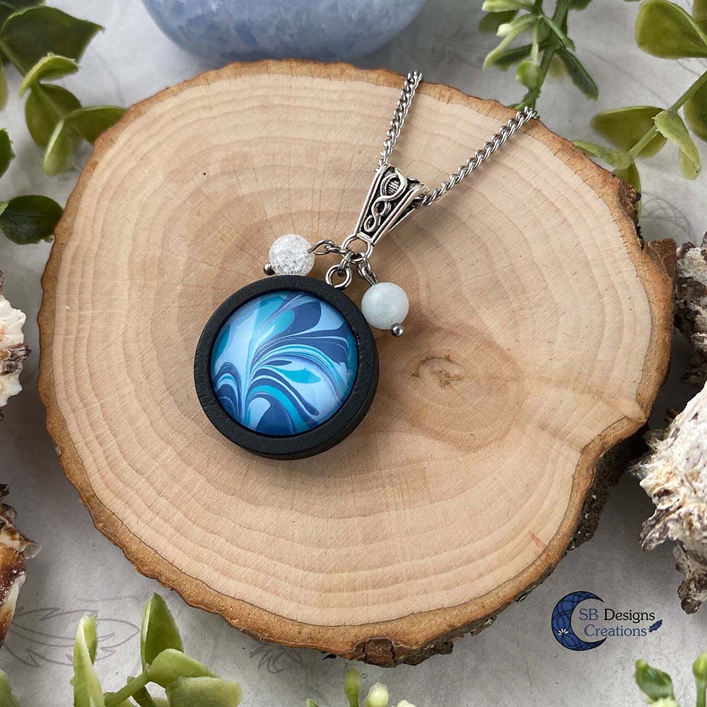 Element of water necklace - Water element sieraden aquamarijn en iris kwarts-2