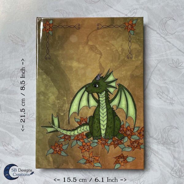Bloemen Draakje A5 Hardcover Notebook Journal Fantasy Draken Art-5