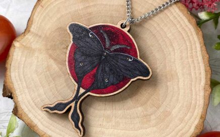 Luna Moth Bloodmoon Spiritual Wooden Necklace