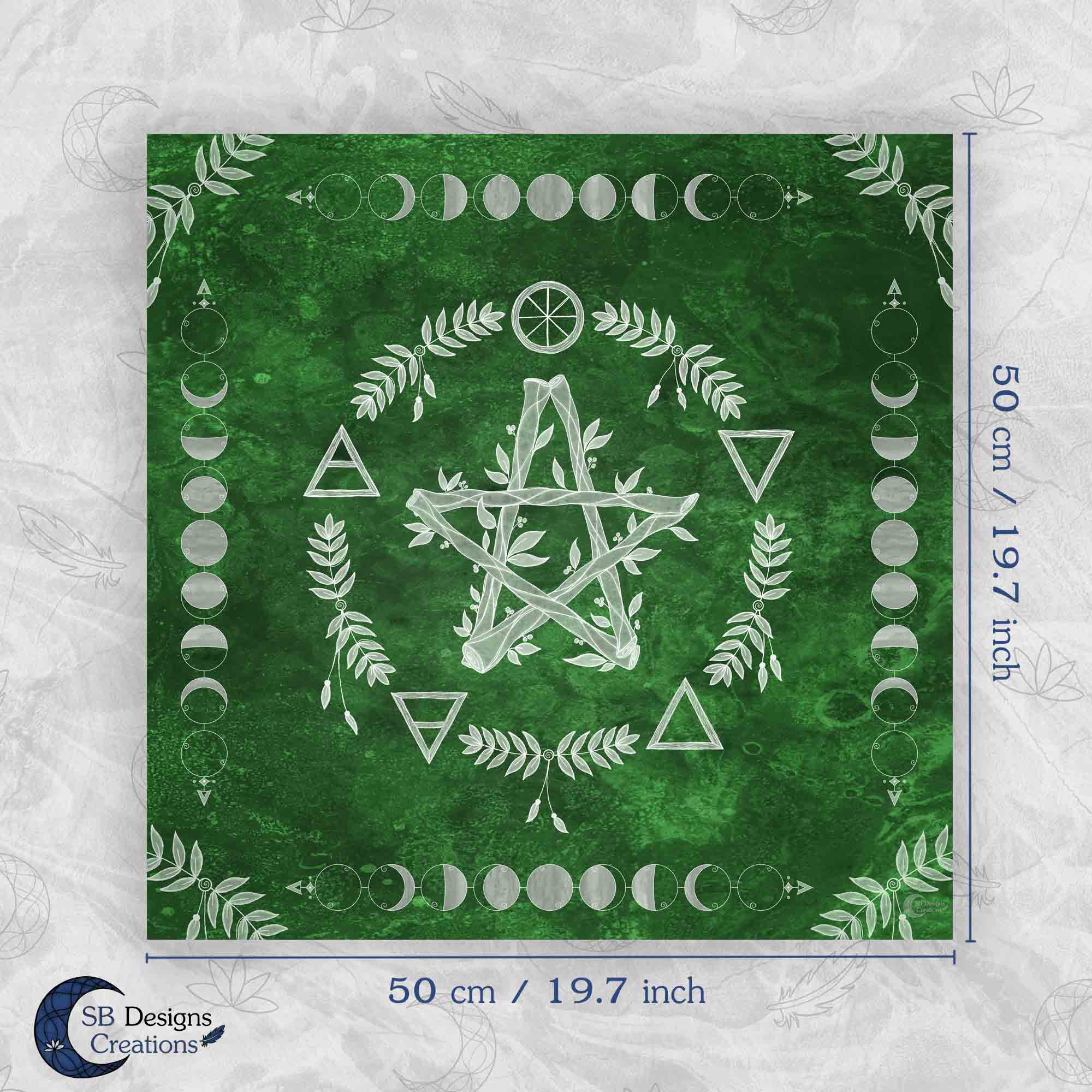 Pentagram Altaar Tarot Kleed Elementen Magie Groen