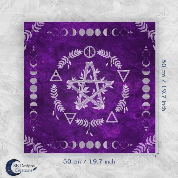 Sacred Space Kleed Elementen Magie Pentagram Paars 50x50 cm