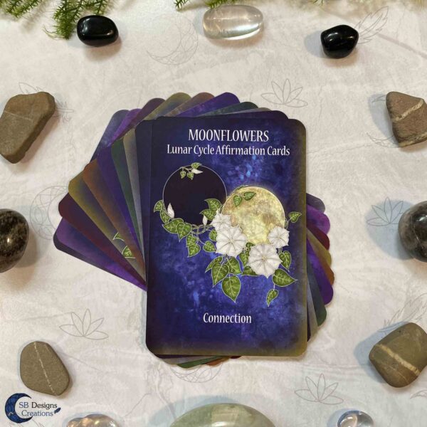 Moonflowers Affirmation Cards-Moon Phases Altar Cards-6