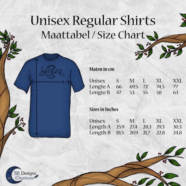 Premium Shirt Unisex Maattabel Size Table Unisex Tshirt SBDesignsCreations