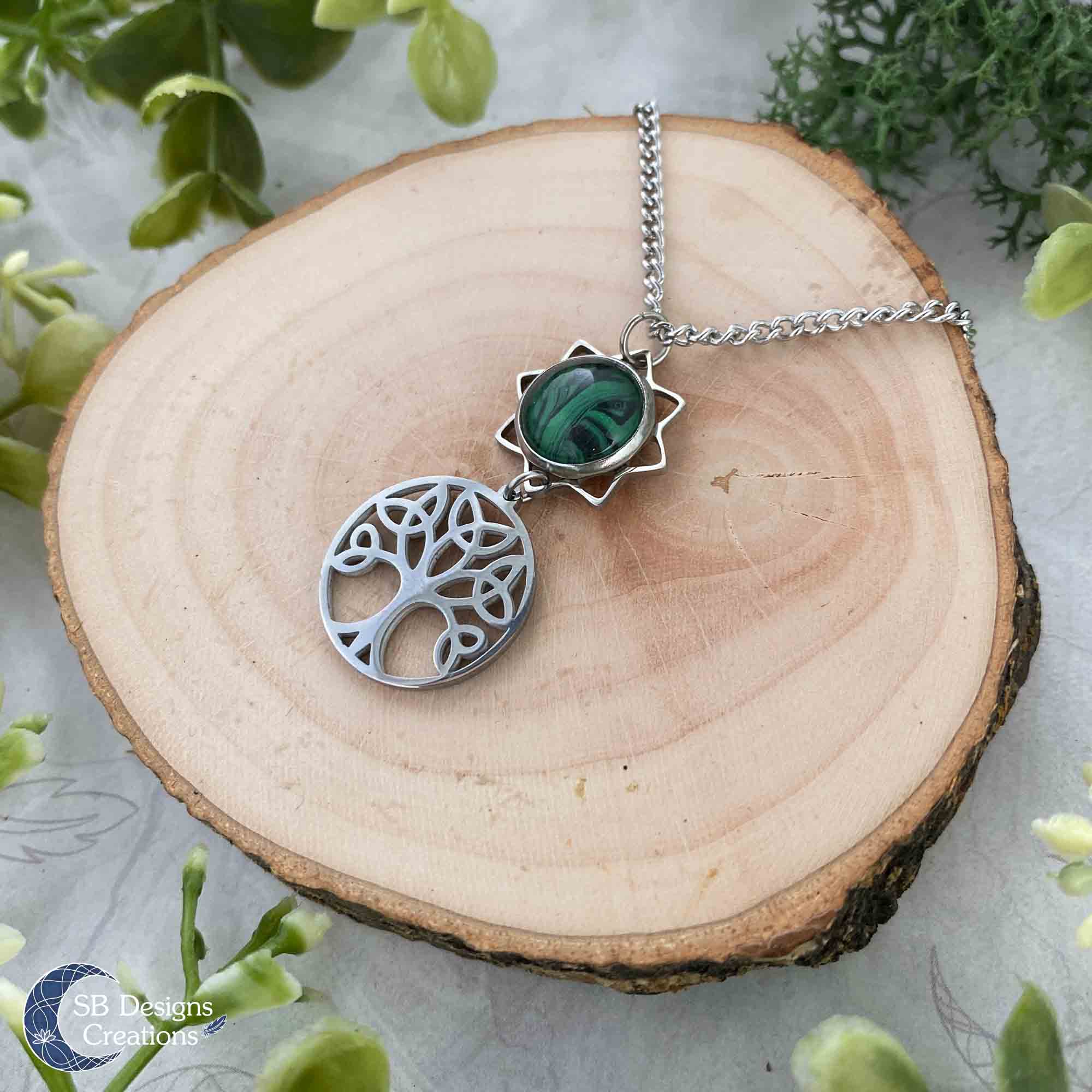 shore Panorama Smash Tree of Life Levensboom Ketting Groen-Zwart - SB Designs Creations |  Products created with magick