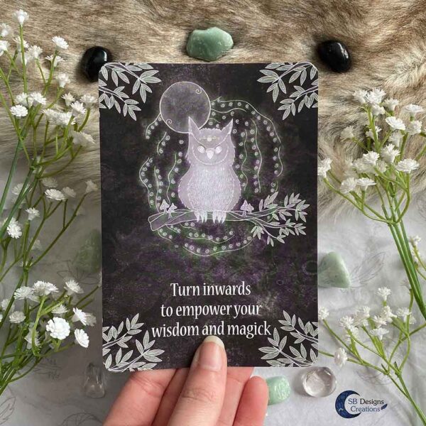 Uil Krachtdier A6 Print Affirmatie Owl Spirit Animal Postcard-3