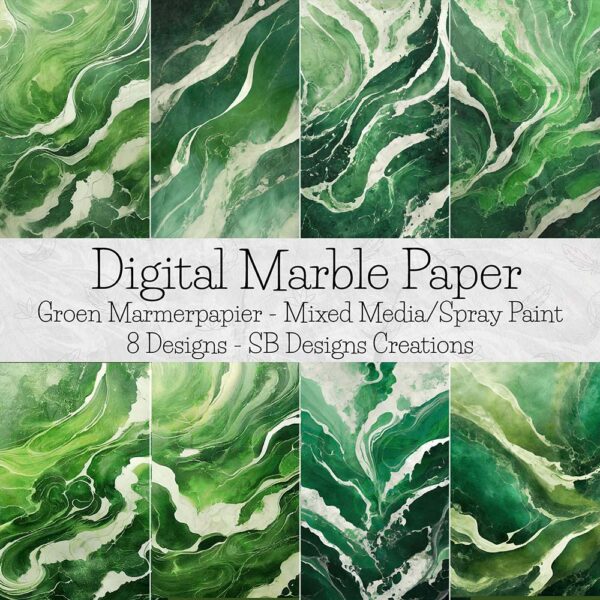 Digitaal marmerpapier Groen-Scrapbooking-Journaling-Book of Shadows-Mixed Media Texturen
